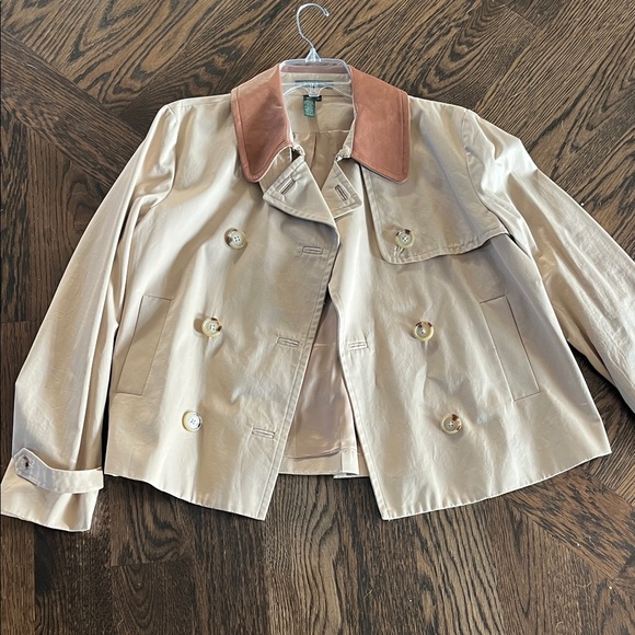 Ralph Lauren Jackets & Blazers - Ralph Lauren green label Cream Trench Coat Brown Collar double breasted crop